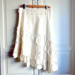 Y2K Linen Dot asymmetrical hem A-line skirt approx size US6